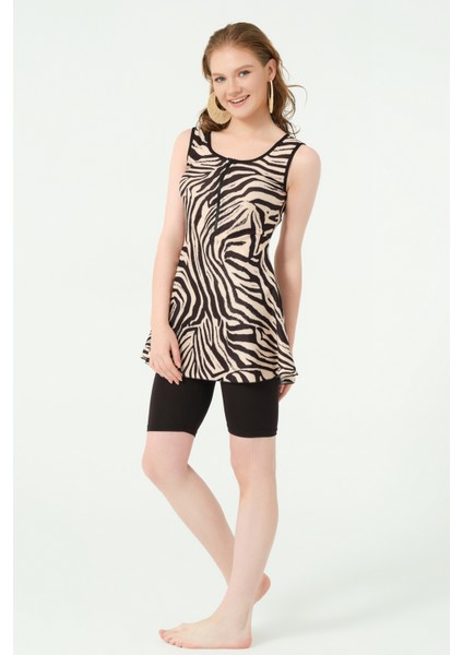 Zefira Desenli Sıfır Kol Yarı Kapalı Mayo indirimleri