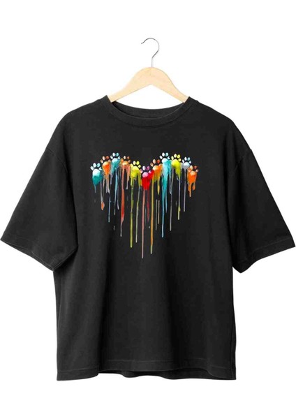 Kalp Temalı Oversize Tshirt