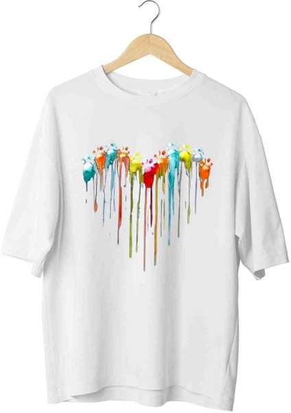 Kalp Temalı Oversize Tshirt