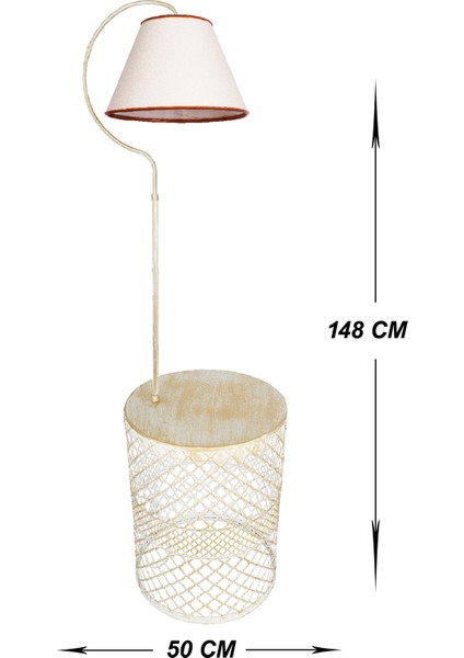 Lambader Gold Sehpalı Üçgen Krem Sarı Patine (Gold Çember) Krem Şapka
