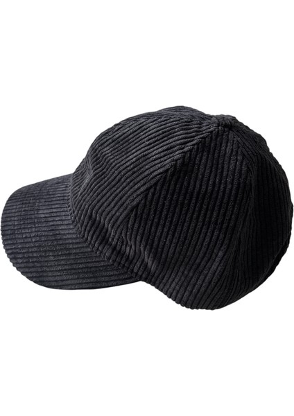 Unisex Fitilli Kadife Spor Şapka - Siyah