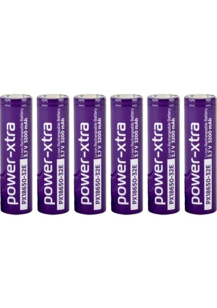 PX18650-32E - 3.7V 3200 Mah Li-Ion Şarjlı Pil - 3c 6 Lı Paket