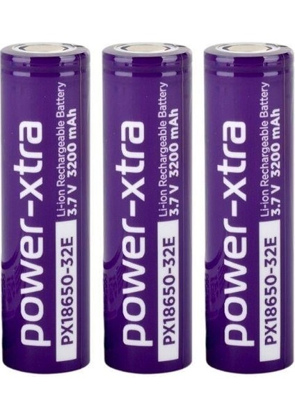 PX18650-32E - 3.7V 3200 Mah Li-Ion Şarjlı Pil - 3c 3 Lü Paket