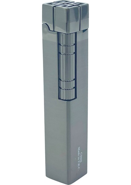 Slim Kare Metal Çakmak - Antrasit - Taşlı Gazlı