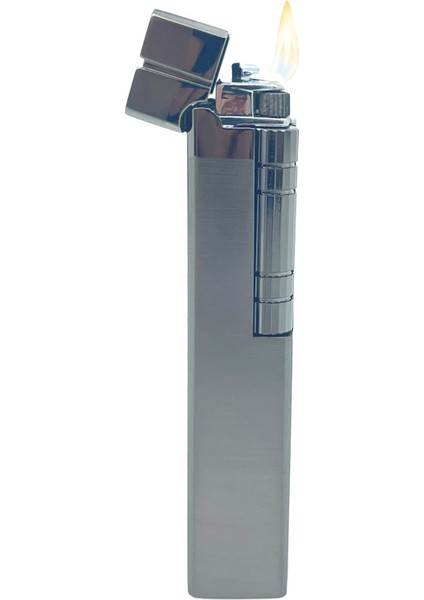 Slim Kare Metal Çakmak - Antrasit - Taşlı Gazlı modelleri