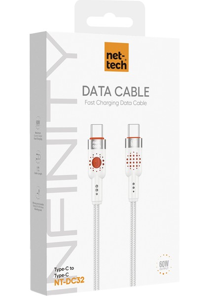 NT-DC32 60W Plastik 100 cm Type-C To Type-C Şarj ve Data Kablosu modelleri