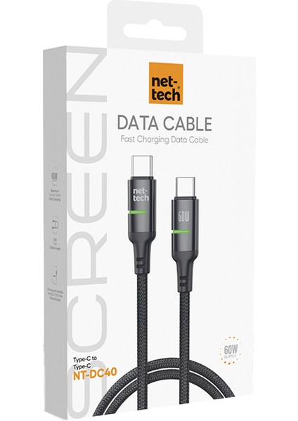 NT-DC40 60W Plastik 100 cm Type-C To Type-C Şarj ve Data Kablosu