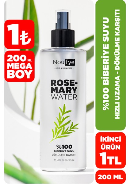 Sağlıklı Saç Uzama Destekleyici & Anti Dökülme, %100 Saf Biberiye Suyu 200ML