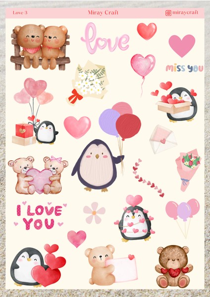 Love Temalı 12*17 cm Sticker Seti