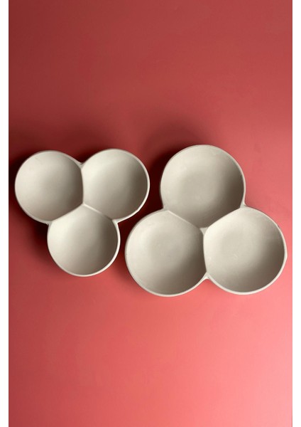 3'lü Yuvarlak Çerezlik - Küçük - Seramik Bisküvi (Ham Ürün) fırsatları