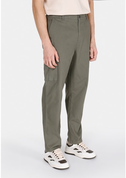 Regular Fit Orta Bel Düz Paça Erkek Yeşil Pantolon CL1073572