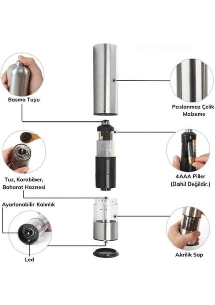 Otomatik Tuz ve Karabiber Öğütücü Baharat Öğütücü Tuz Karabiber Değirmeni fiyatları
