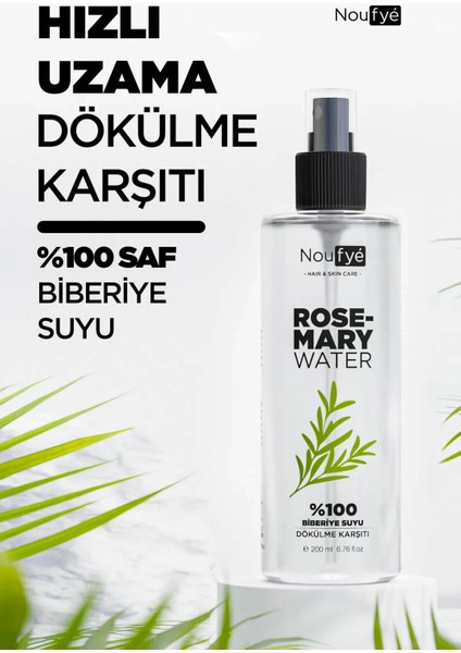 Sağlıklı Saç Uzama Destekleyici & Anti Dökülme, %100 Saf Biberiye Suyu 200ML