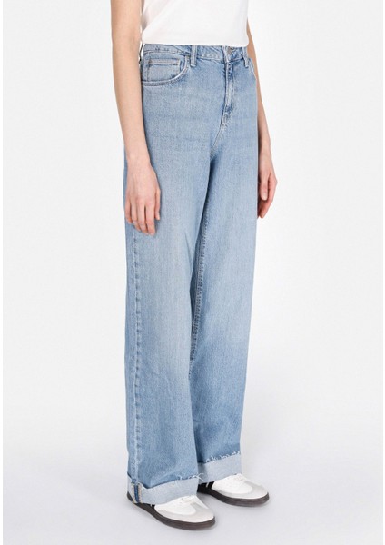 970 Berry Regular Fit Yüksel Bel Geniş Paça Kadın Mavi Jean Pantolon CL1073524