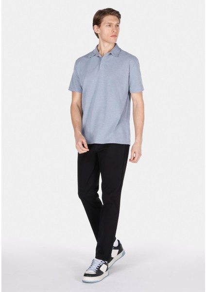 Comfort Fit Polo Yaka Düz Erkek Mavi Kısa Kol Tişört CL1073959 modelleri