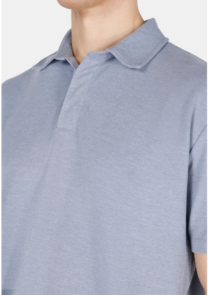 Comfort Fit Polo Yaka Düz Erkek Mavi Kısa Kol Tişört CL1073959 fırsatları