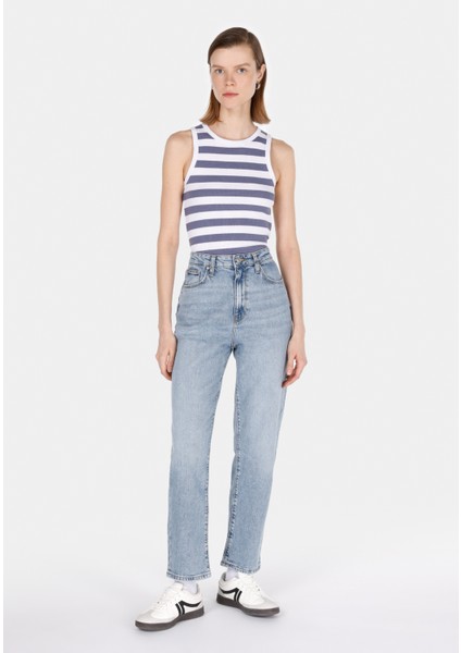 Slim Fit Kadın Mavi Atlet