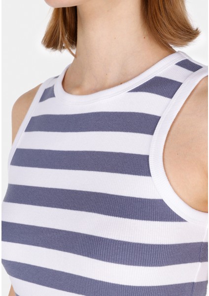 Slim Fit Kadın Mavi Atlet