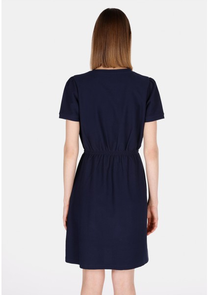 Regular Fit Nakışlı Kadın Lacivert Kısa Kol Elbise CL1073767