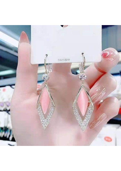 Moda Kedi Gözü Elmas Küpe Kadın Ilkbahar ve Yaz Ince Yeni Stil Işık Lüks High-End Küpe (Yurt Dışından)