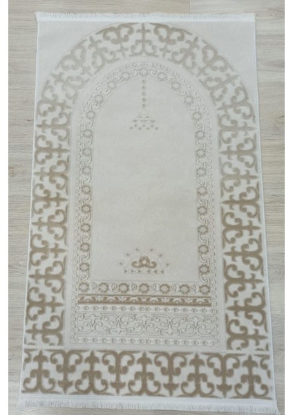 Çırağan Halı Seccade Kalın Yumuşak Yüzey Parlak Iplik 77 x 125 cm Namazlık SC838-KOYU Bej modelleri