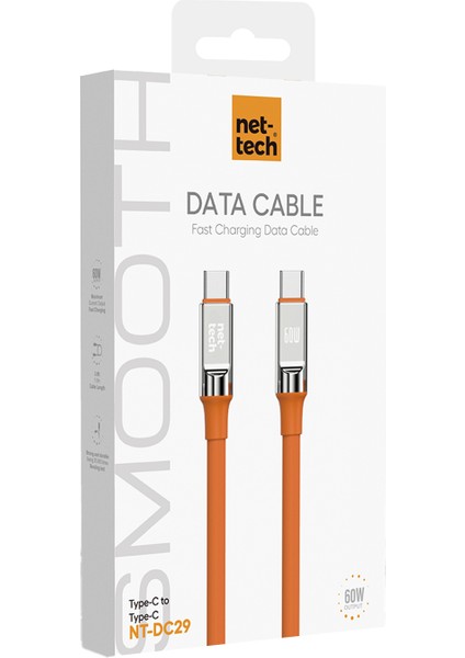 NT-DC29 60W Plastik 100 cm Type-C To Type-C Şarj ve Data Kablosu