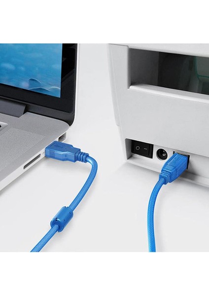 G-534DB Şeffaf Mavi 3 Metre USB Yazıcı Kablosu