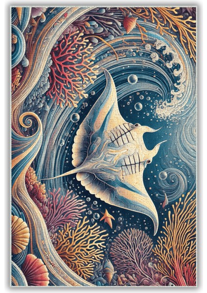 Vatoz Balıklı Su Altı Deniz Temalı Kaymaz Yıkanabilir Dijital Baskılı Halı fiyatları