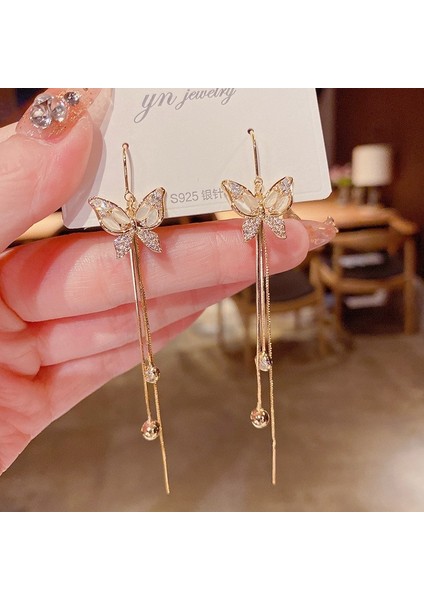 Popüler 925 Gümüş Iğne Küpe Klasik Geometrik Uzun Püskül Küpe (Yurt Dışından)