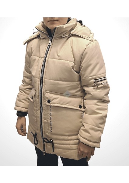Çocuk Ekru Çift Cepli Içi Peluş Mont Kaban 14-15 Yaş - Ekru