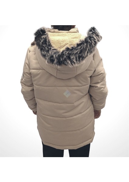 Çocuk Ekru Çift Cepli Içi Peluş Mont Kaban 14-15 Yaş - Ekru
