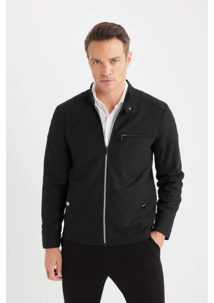 Slim Fit Dar Kesim Dik Yaka Fermuarlı MONT D7534AX25SP