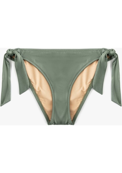 Astarlı Yanları Bağlama Detaylı Parlak Bikini Altı