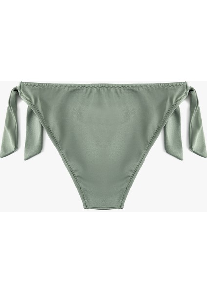 Astarlı Yanları Bağlama Detaylı Parlak Bikini Altı