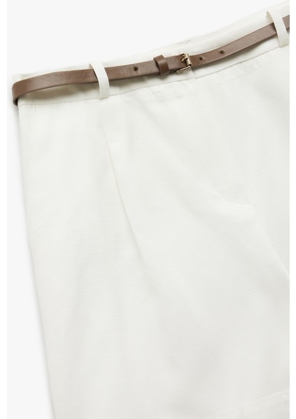 Pamuklu - Viskon Kumaş Cepli Kemerli Bermuda Mini Şort modelleri