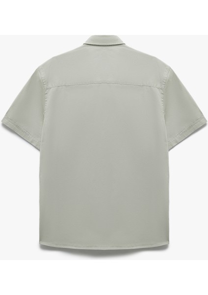 Klasik Yaka Pamuklu Düğmeli Kıvırmalı Kısa Kollu Gömlek fiyatları