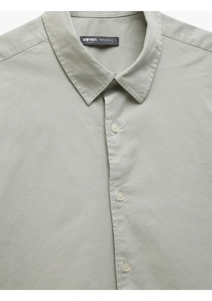 Klasik Yaka Pamuklu Düğmeli Kıvırmalı Kısa Kollu Gömlek modelleri