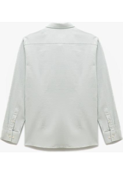 Pamuklu Düğmeli Armürlü Uzun Kollu Gömlek fiyatları