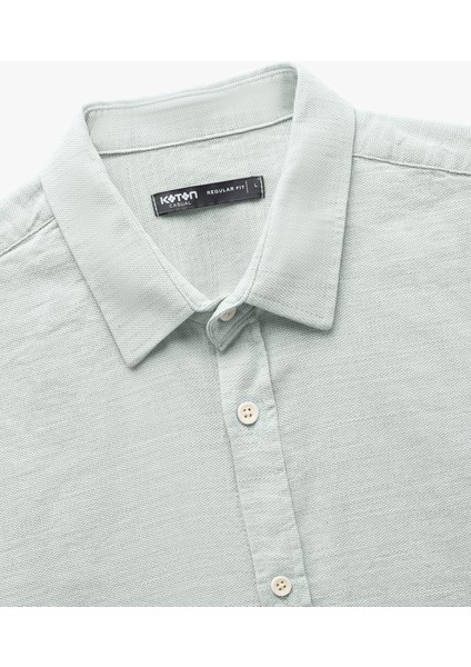 Pamuklu Düğmeli Armürlü Uzun Kollu Gömlek modelleri