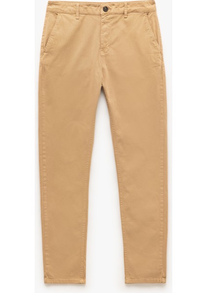 Pamuklu Düğmeli Chino Cep Detaylı Slim Fit Pantolon