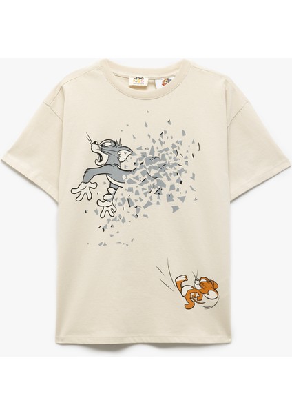 Pamuklu Lisanslı Kısa Kollu Tom ve Jerry Baskılı Tişört