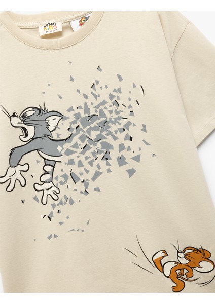 Pamuklu Lisanslı Kısa Kollu Tom ve Jerry Baskılı Tişört