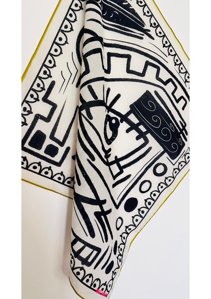 Bodrum Desenli Bandana Fular 70 cm x 70 cm