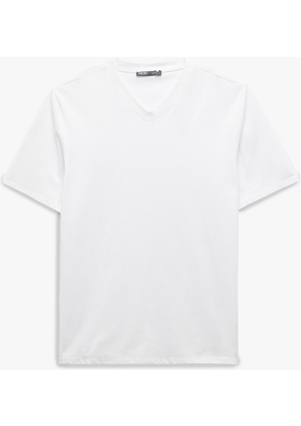 V Yaka Pamuklu Slim Fit Basic 3'lü Erkek Tişört Seti