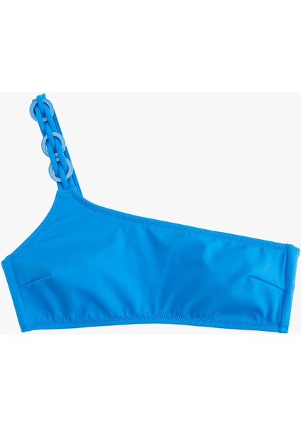 Hafif Destekli Astarlı Aksesuar Detaylı Tek Omuz Bikini Üstü