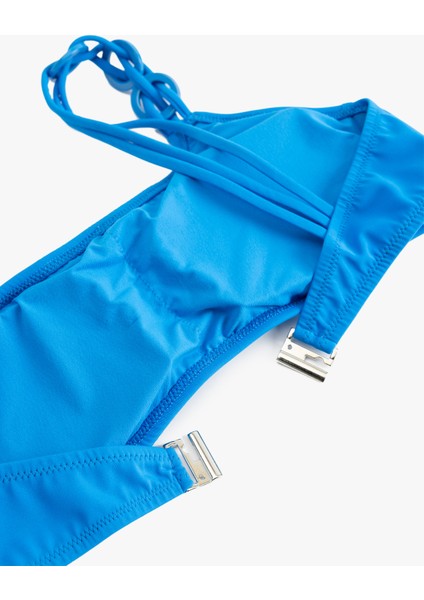 Hafif Destekli Astarlı Aksesuar Detaylı Tek Omuz Bikini Üstü