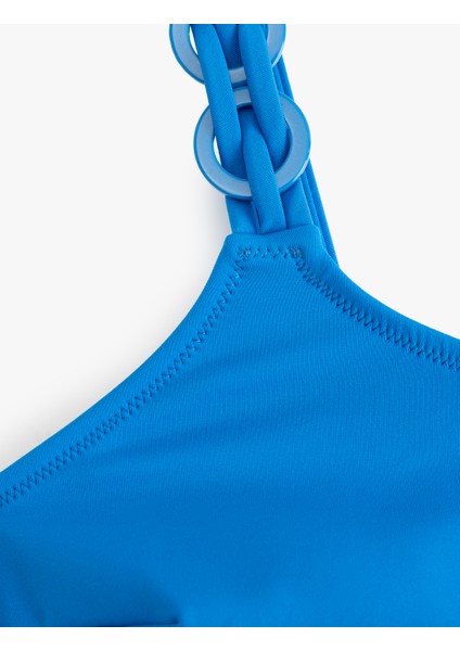 Hafif Destekli Astarlı Aksesuar Detaylı Tek Omuz Bikini Üstü