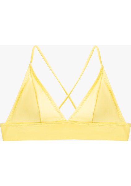 Arkası Çapraz Bağlama Detaylı V Yaka Bralet Bikini Üstü