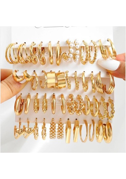 Moda Avrupa ve Amerikan Tarzı Altın C-Şekilli Zincir Küpe Seti, Bayanlar Için Hafif Lüks ve Üst Düzey Küpeler (Yurt Dışından) fiyatları