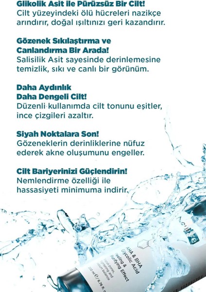 Nouyfe, Canlandırıcı ve Gözenek Sıkılaştırıcı Tüm Ciltler Için Aha & Bha Glikolik Asit Tonik 200 ml